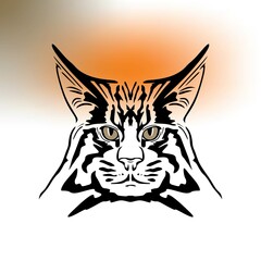 cat logo, silhouette of elegant wild cat face vector illustrations