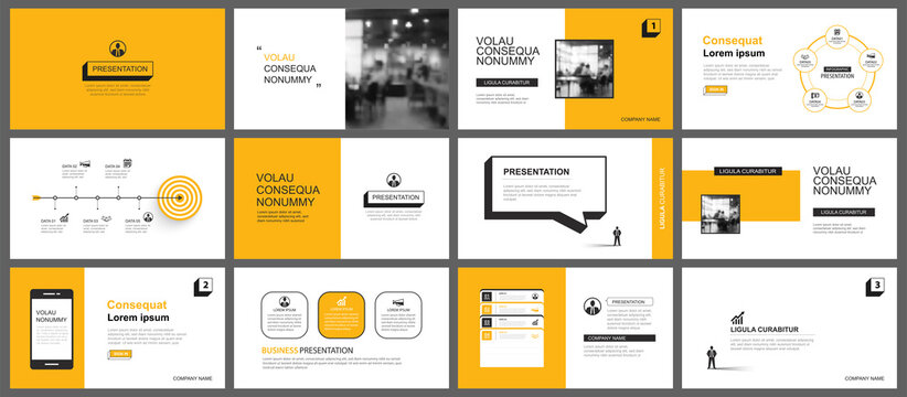Presentation and slide layout background. Design yellow pastel leaves and flower template. Use for keynote, presentation, slide, leaflet, advertising, template.