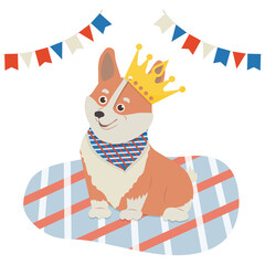 Royal corgi cute dog, with a crown.