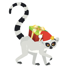 Lemur in Christmas hat