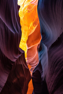 Antelope Canyon Arizona - amazing and colorful sandstone walls. abstract background concept.