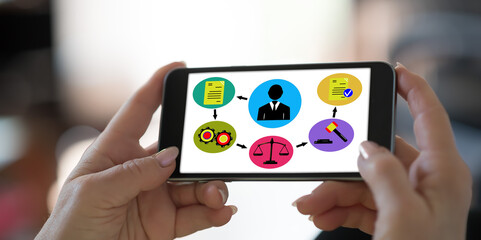 Document validation process concept on a smartphone