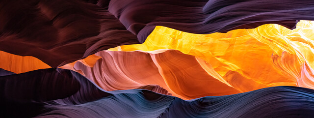 Beautiful wide angle view of amazing and colorful sandstone formations in famous Lower Antelope...