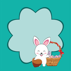 White Bunny with Easter eggs card