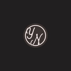 Initials YN logo monogram with creative elegant circle line design - obrazy, fototapety, plakaty
