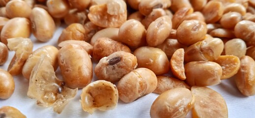 Fried salted peanut snack. Food and beverage advertising background. Suitable for promoting the food and drink company and industry.