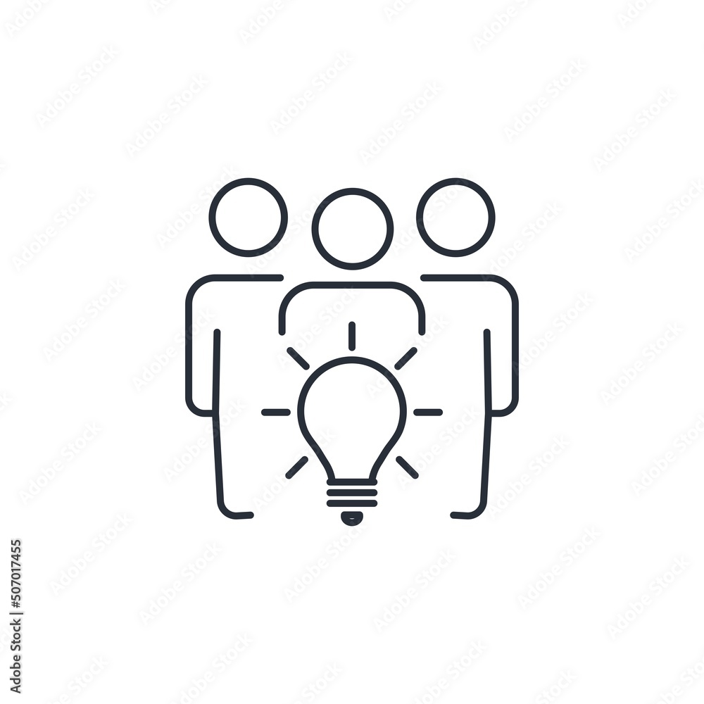 Poster a group of people and a unifying idea. vector linear icon isolated on white background