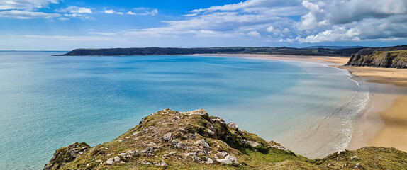 Three Cliffs Bay on the south coast of the Gower Peninsula - Swansea, Wales, United Kingdom