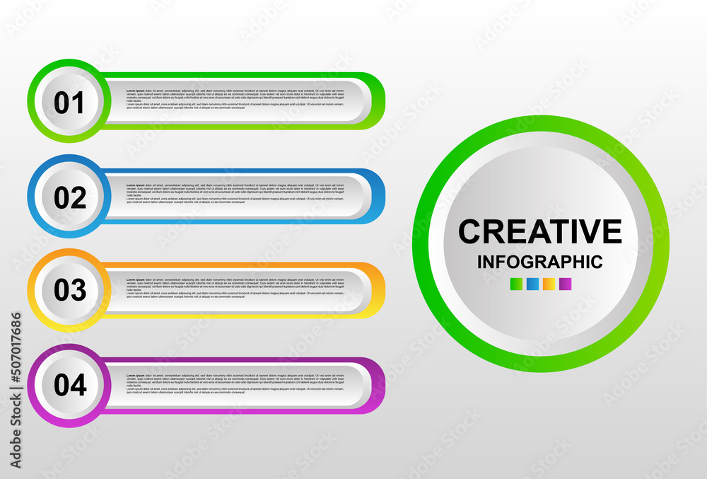 Poster infographic element design with 4 stages for presentation and business.