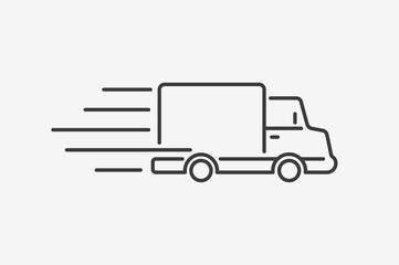 Delivery Van or Truck Flat Design Icon