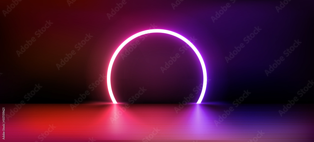 Aufkleber Abstract vector studio with glowing neon light. 3d vector frame