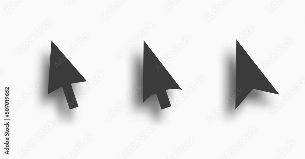 Poster Vector computer arrows set isolated on white background. realistic 3d vector