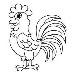 Cute rooster cartoon coloring page illustration vector. For kids coloring book.