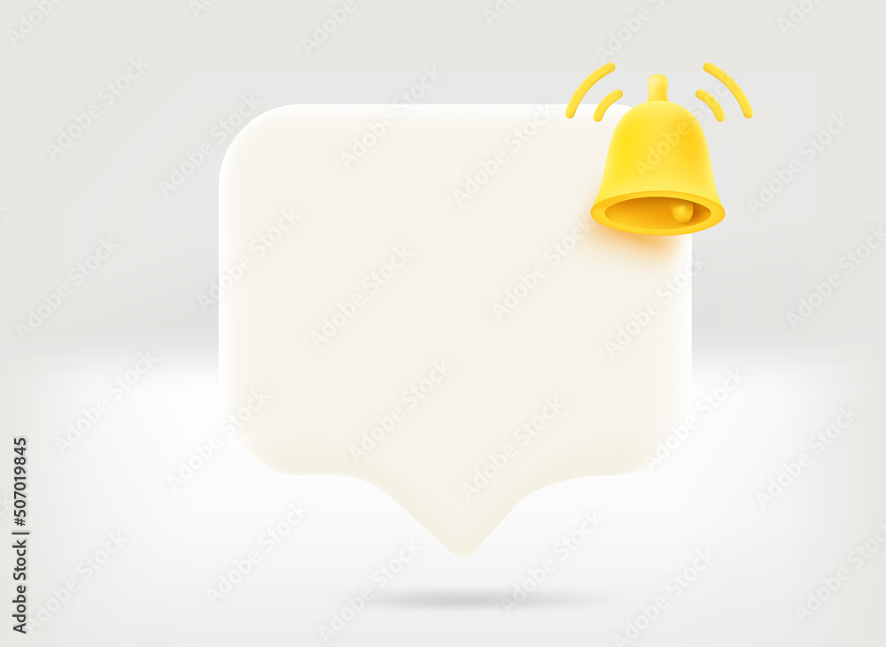 Poster blank chat bubble with notification icon. 3d vector illustration