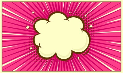 Comic abstract pink background with cloud