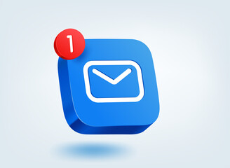 New email message concept. 3d vector mobile application icon with notification © tovovan