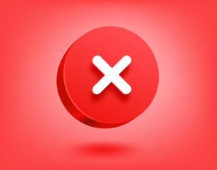 Red button with white cross. 3d vector buttons