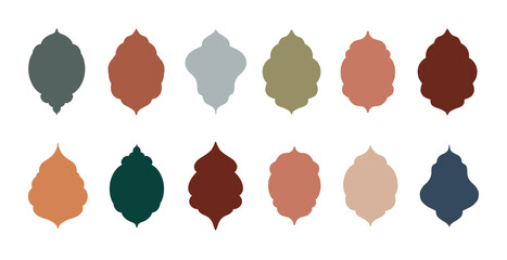 Collection of oriental style Islamic arches and windows.