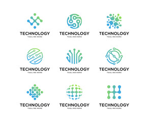 Set of Technology logo design vector template