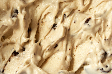 Ice cream background material. Ice cream with chocolate chips.  アイスクリームの背景素材。チョコレートチップの入ったアイスクリーム