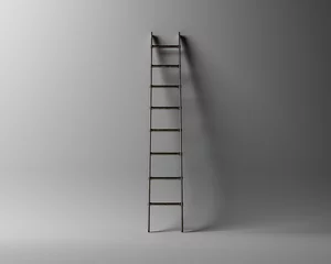 Deurstickers Step Ladder Leaning Against a Wall © alswart