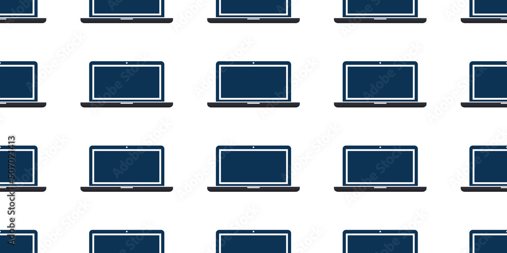 Poster lots of simple blue minimalist laptops - pattern background design, wide scale texture for it, web a