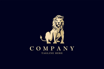 lion logo with illustration of a lion sitting