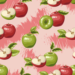Pattern of whole and lobed red apples