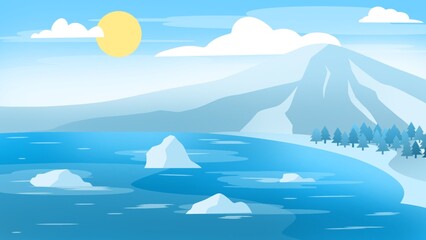 Landscape arctic mountain scenery illustration © Dyashcy