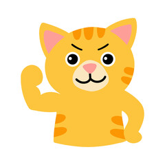 ガッツポーズをする猫　茶トラ