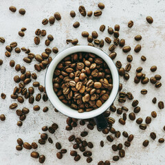 coffee bean and cup of coffee