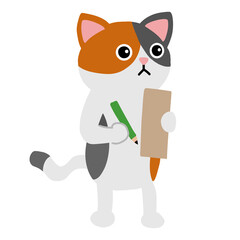 ヒアリング調査する三毛猫