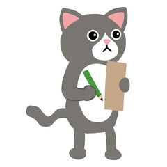 ヒアリング調査するハチワレの猫