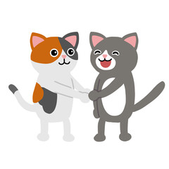 握手する２匹の猫　お客様と企業