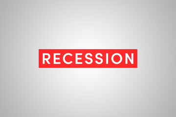 Recession is a business cycle contraction when there is a general decline in economic activity. Word Recession on white background