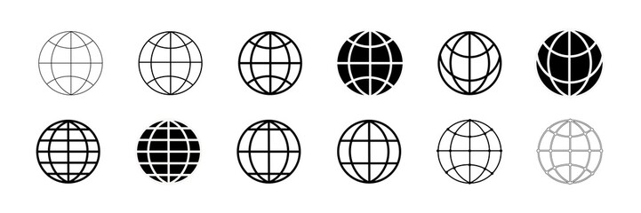 Earth globe collection icon symbol vector. Earth Globe Emblem Set. Raster Version