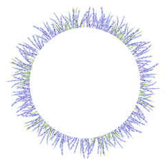 Watercolor hand drawn beautiful frame with lavender flowers