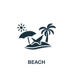 Fototapeta na wymiar Beach icon. Monochrome simple Summer icon for templates, web design and infographics