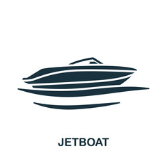 Jetboat icon. Monochrome simple Summer icon for templates, web design and infographics