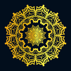 The luxury ornamental mandala design is in gold color vector illustration