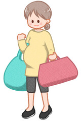 大きな荷物を持つ妊婦さんのイラスト