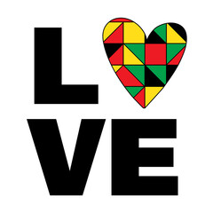 Love design for Black month. Heart for Juneteenth day with african patterns