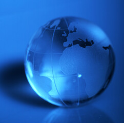 Translucent globe with blue background