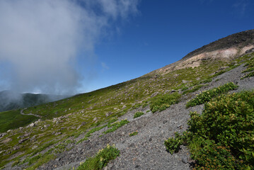 Climbing mountain ridge