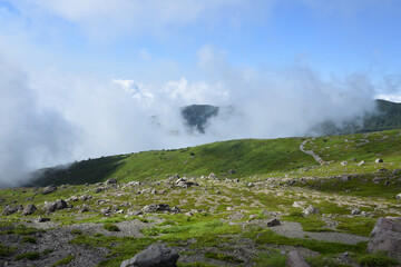 Climbing mountain ridge