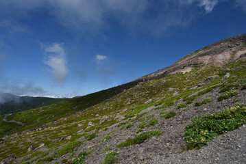Climbing mountain ridge