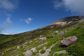 Climbing mountain ridge