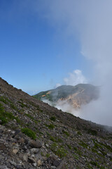 Climbing mountain ridge