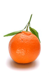 Single orange fruit isolated on white
