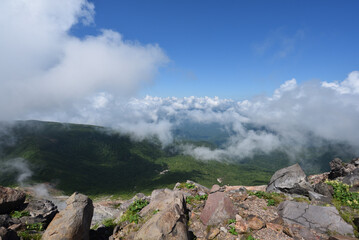Climbing mountain ridge